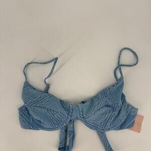 Skatie bikini top medium M blue strappy beach summer swim sexy printed
